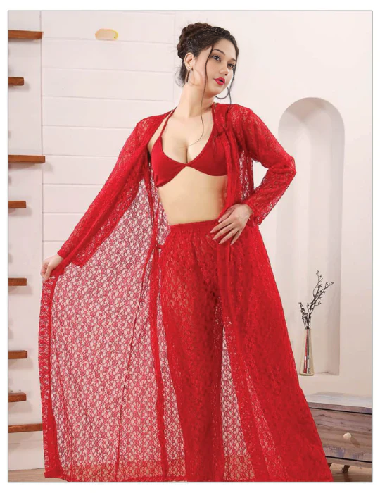 4 Piece Net Nighty Set