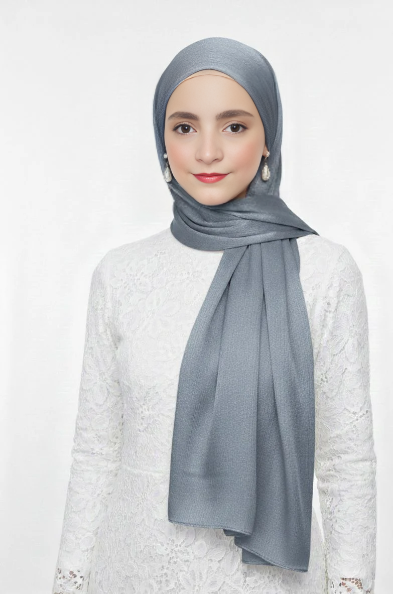 Crinkle Silk Hijab Sky Blue