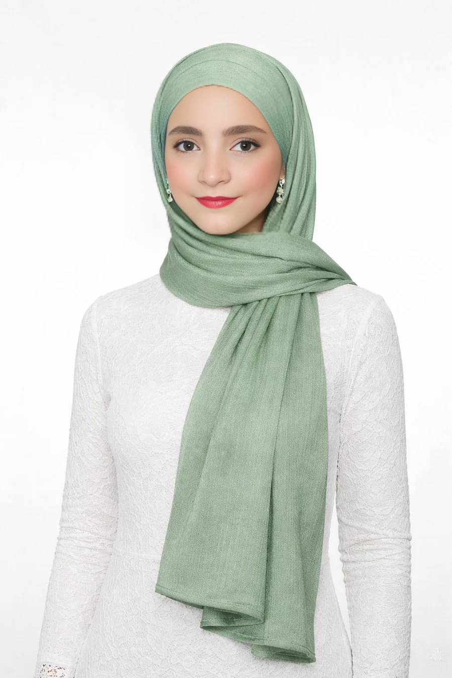 Crinkle Silk Hijab Mint Green