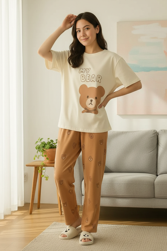 Handsome Bear Printed PJs SET