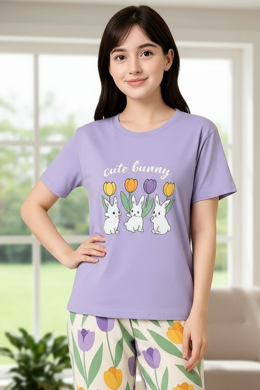 Cute Bunny Printed Night Suit