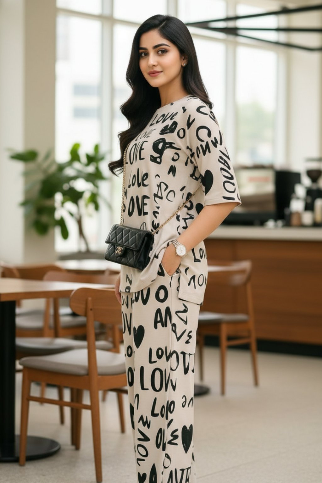 Drop Shoulder Love PJs SET