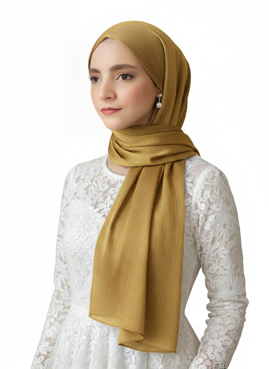Crinkle Silk Hijab Golden Yellow