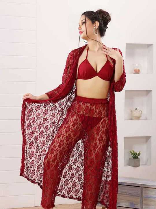 4 Piece Net Nighty Set